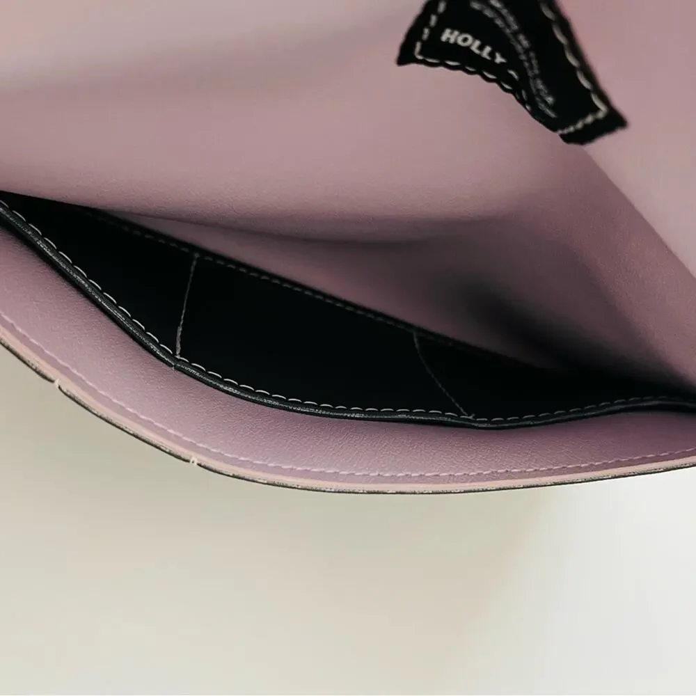 Holly Aiken Large Clutch Wallet wristlet coin purse bird navy blue lilac purple